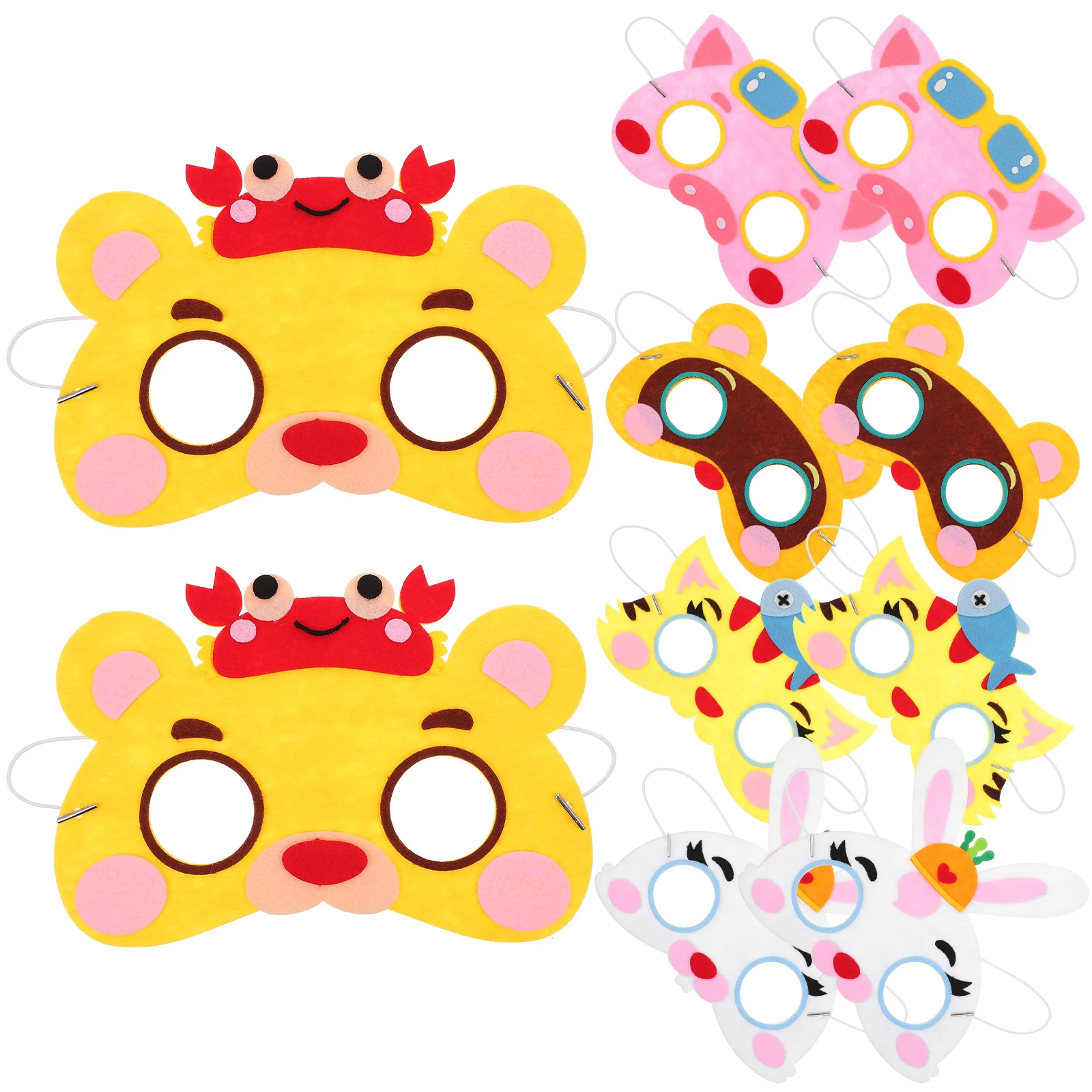 

10pcs Animal Masks Kids Non-woven Cartoon Rabbit Bear Cat Party Birthday Decor Masquerade DIY Toys