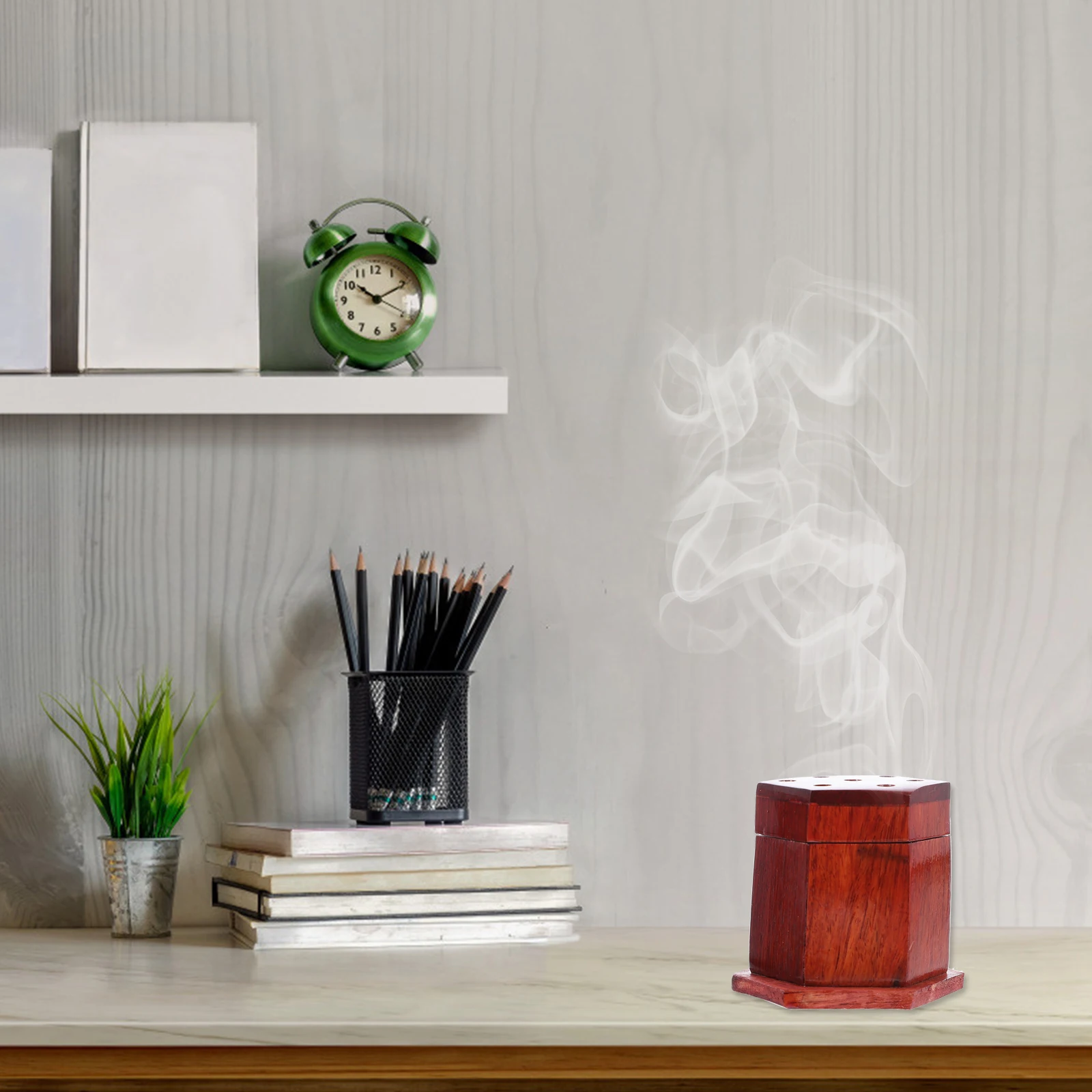 

2pcs Hexagonal Incense Wood Censer Holder Creative Censer Holder Decor Desk Accessory Yoga Studio