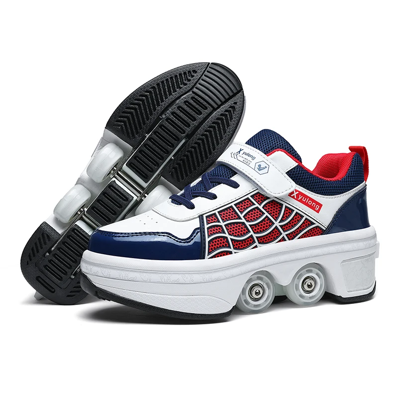 

Double Row 4-Wheel Skates Roller Shoes with Wheels Dual-Purpose Racing Roller Sneakers Skateboard Shoes Speed Roller Skate Shoes