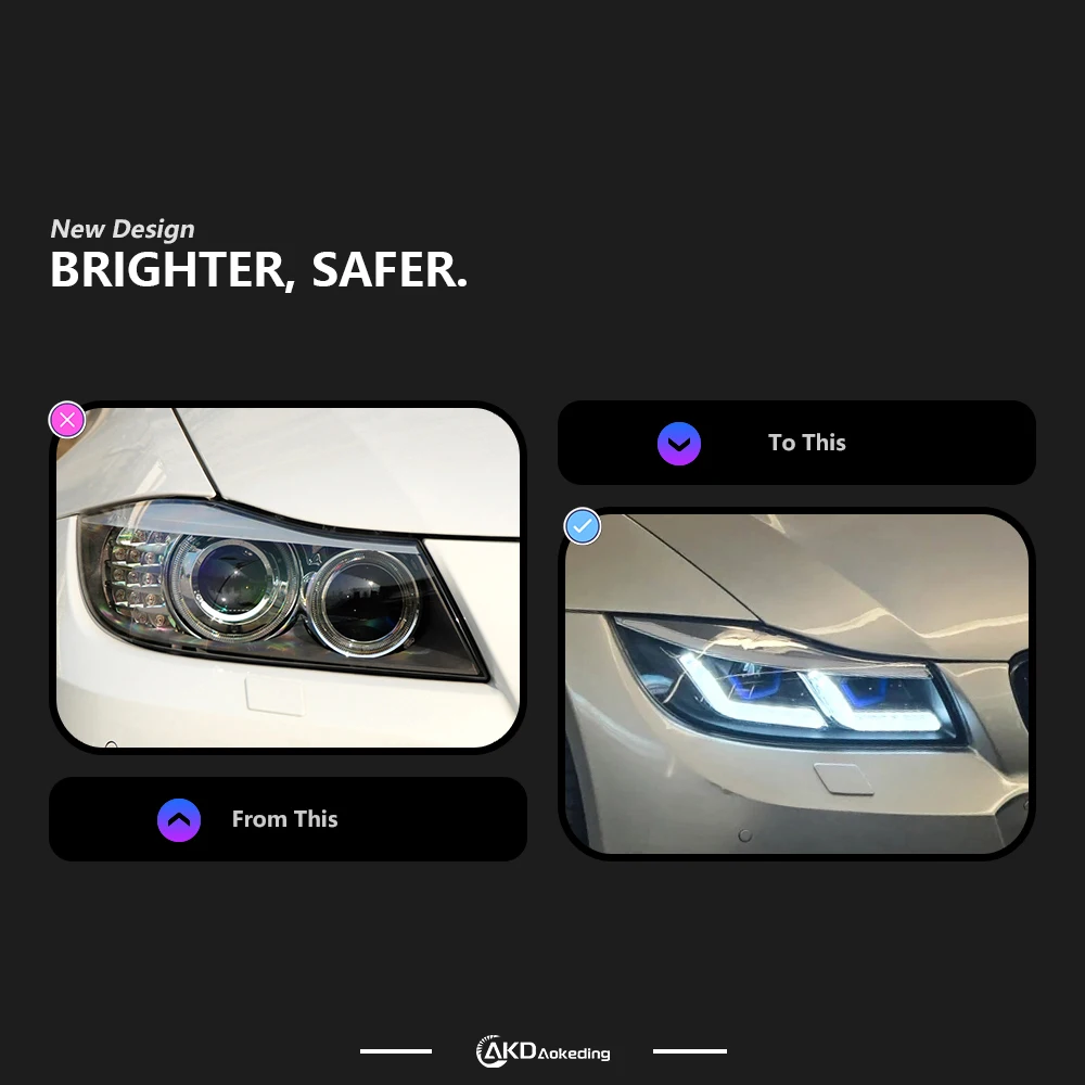 AKD Car Styling Head Lamp for BMW E90 2005-2012 320i 318i 323i 3 Series  LED Headlight DRL Hid Bi Xenon Auto Accessories