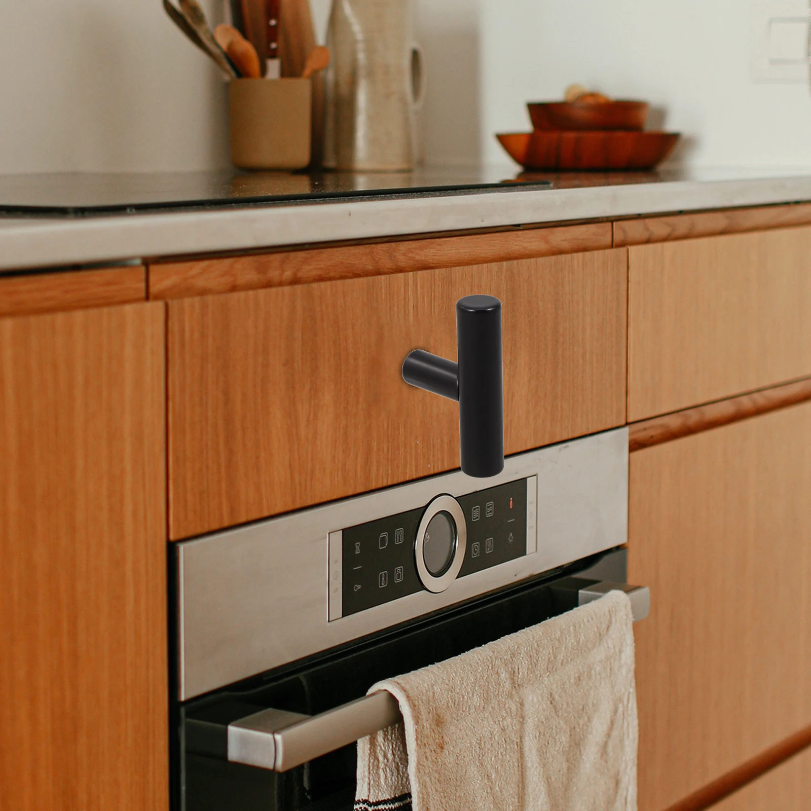 

10Pcs Matte Black Stainless Steel Cabinet Knobs 50Mm Single Hole Drawer Pulls for Kitchen Bathroom Vanity Dresser Modern T Shape