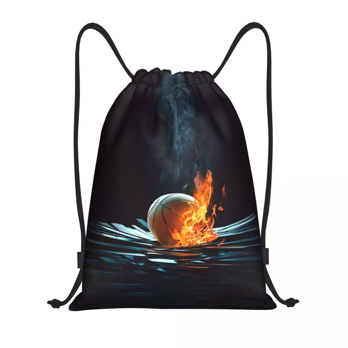 Custom บาสเกตบอล Fire Drawstring กระเป๋าสําหรับช้อปปิ้งโยคะกระเป๋าเป้สะพายหลังผู้ชายผู้หญิงคนรักกีฬากีฬา Gym Sackpack