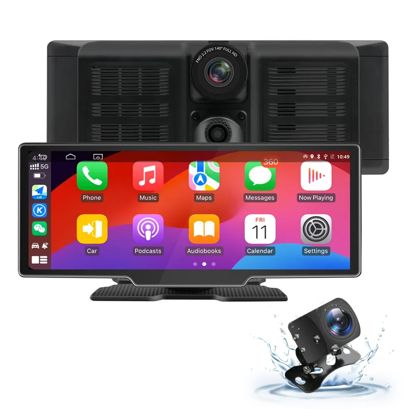 

10.26 Carplay Recorder Front Rear Double Recording Reversing Mirror Projection Screen Car Navigation Portable PND IPS Display