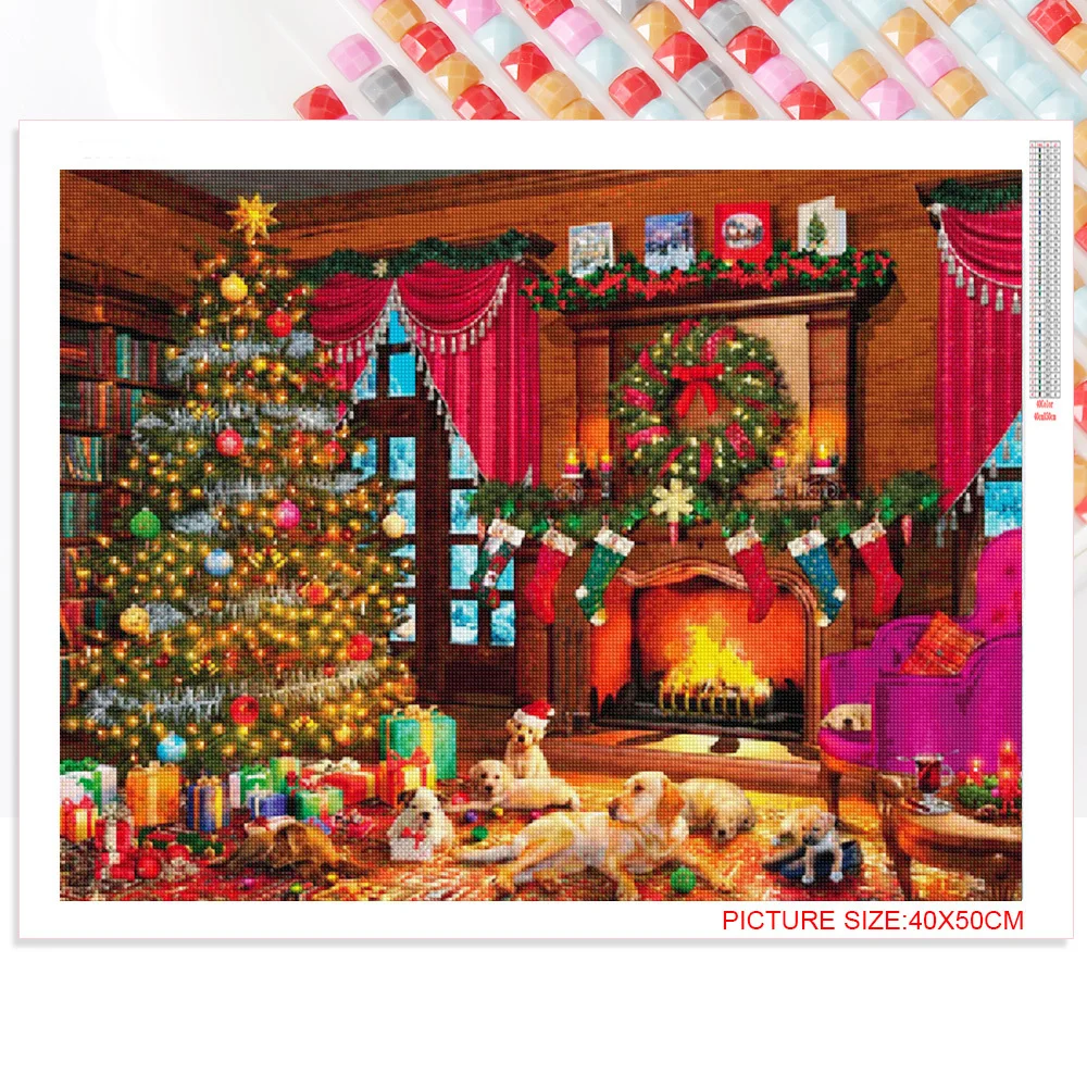 AB 5D DIY 90 Colors Diamond Painting Christmas Tree Mosaic Picture Landscape Full Embroidery Dog Bedroom Decoration