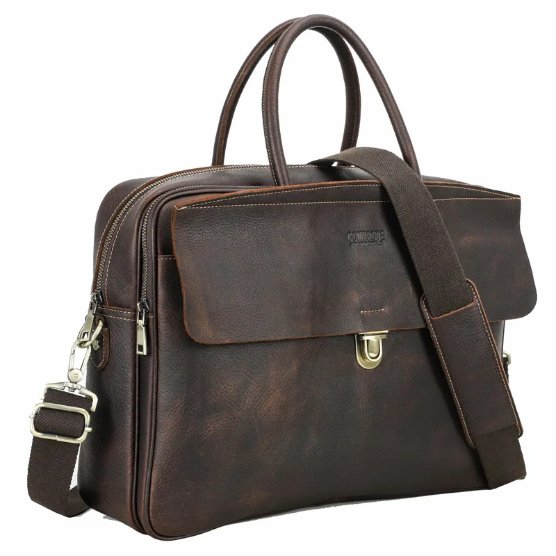 حقيبة الكتف رسول حقائب الرجال جلد طبيعي 15.4 بوصة حقيبة لابتوب للرجال حقيبة مكتب الأعمال حقيبة يد