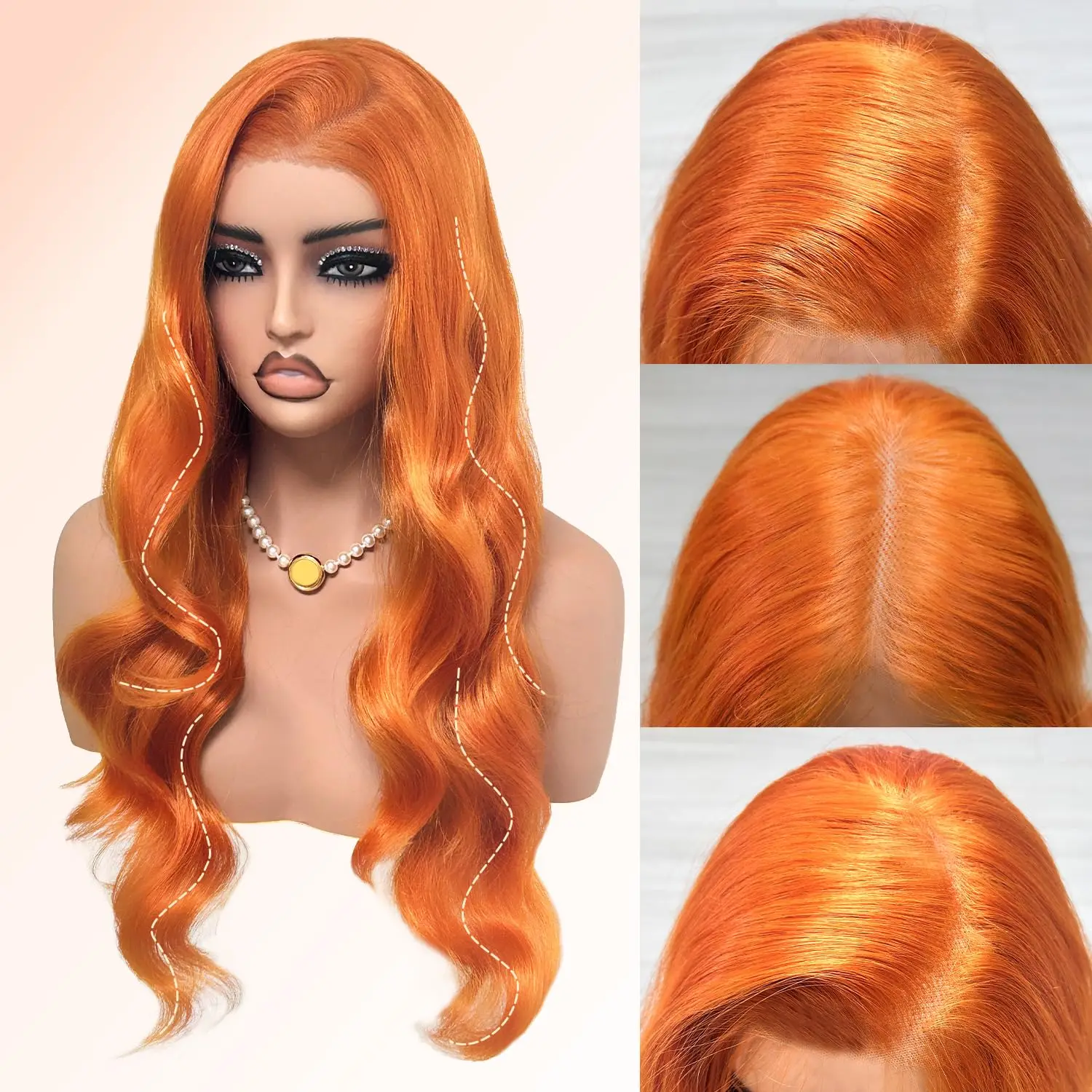 

Ginger Body Wave 13x4 HD Lace Frontal Wig Human Hair 40 30 Inch 350 Orange Ginger Colored Wig Brazilian Preplucked 13x6 Lace Wig