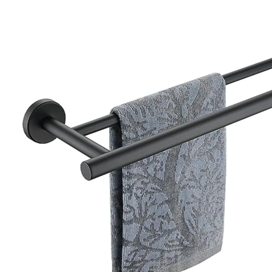 

Double Towel Bar Black 4 Stainless Steel Thicken 1mm Towel Rack for Bathroom Bath Towel Holder Wall Mount Useable Length 36 ch