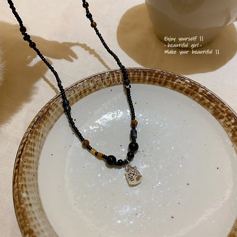 

New Chinese style lion dance bead necklace for women, light luxury, niche new style, internet celebrity, same style, long chain