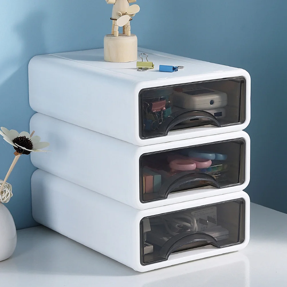 

PP Desk Storage Box Drawer Organizer Stackable Plastic Sundries Container Office Stationery Makeup Organizer