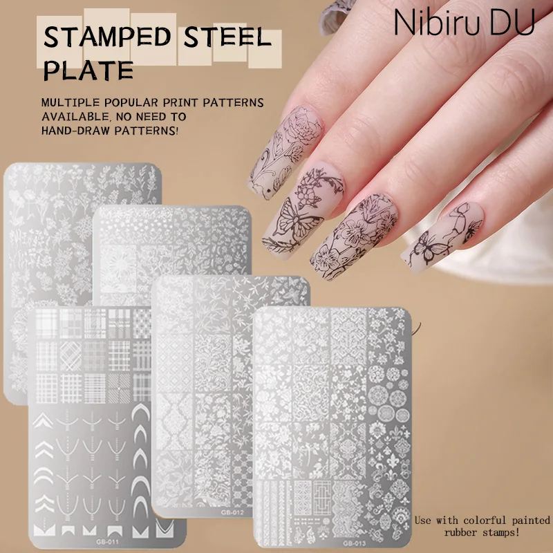 Nail Stamping Plate Plants Tree Geometry Pattern Stamp Template Nail Image Plate Stencil DIY Printing Stainless Steel Nail Tools