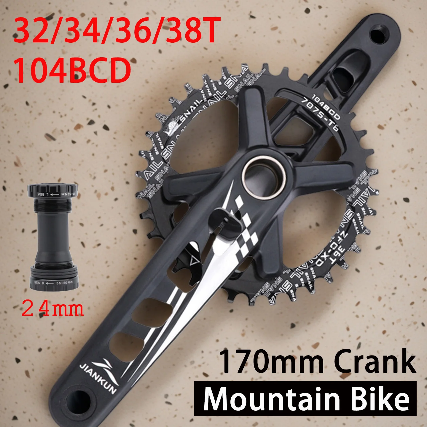 

MTB bicycle crankset 104 bcd chainring Hollow integrated crank 104BCD chainring narrow wide Bicycle Crankset With Bottom Bracket