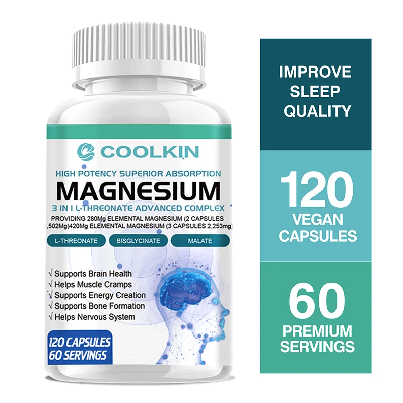 

Magnesium Capsules - Bone, Muscle & Heart Health Supplement, Sleep Support,Muscle Relaxation,Stress & Anxiety Relief
