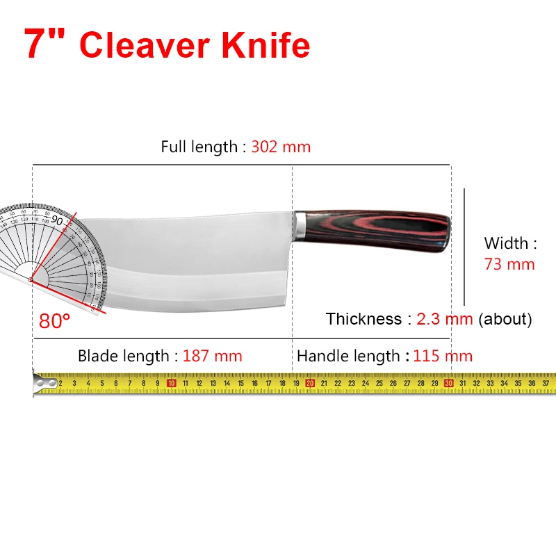 Professional Cleaver Kitchen Knives Wooden Handle Stainless Steel Utility Knife Meat Cleaver Fish Fillet Slicing Knife Kitchen