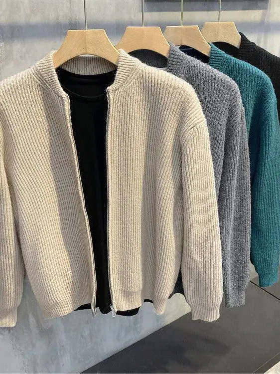 

High-End Autumn Men's Open Cardigan Nel Knitted Sweater Trendy Long Sve Outerwear Casual Youthful Sle Warmth Function
