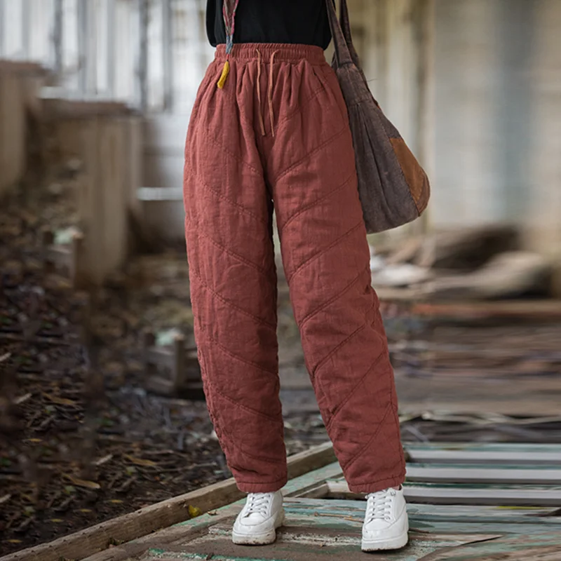 Women  Baggy Cargo Ethnic Vintage Elastic High Waist Loose Long Cotton Line Oversize  Trousers Wide Leg Clothes  Large Size