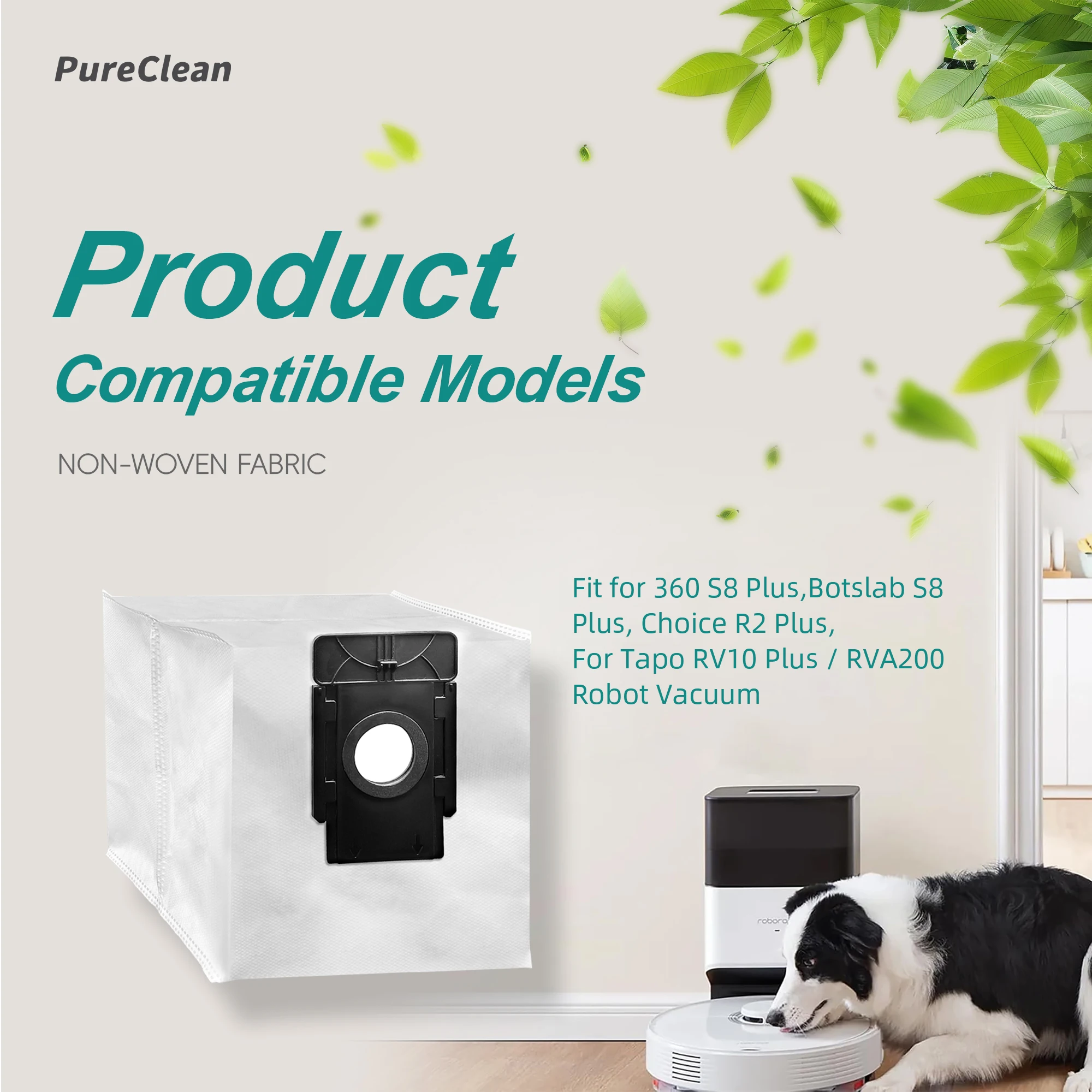 Replacement Dust Bags Fit for 360 S8 Plus / Botslab S8 Plus / Honor Choice R2 Plus Robot Vacuum, 4L Non-Woven Vacuum Accessories