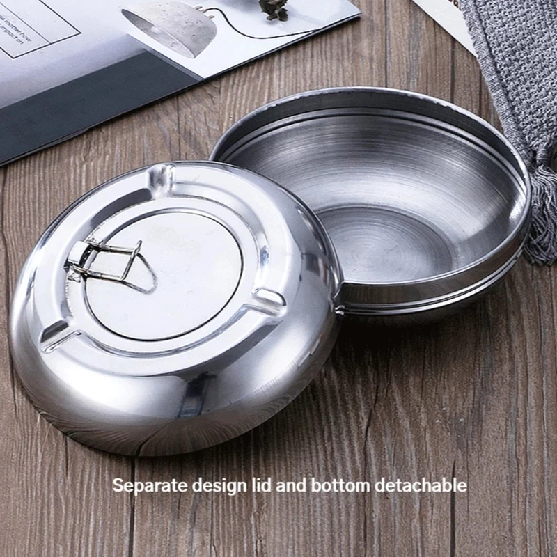 Ashtray Stainless Steel Simple Modern Outdoor Cigarettes Tray for Patio Tabletop Office Home Bedroom Decoration Gifts