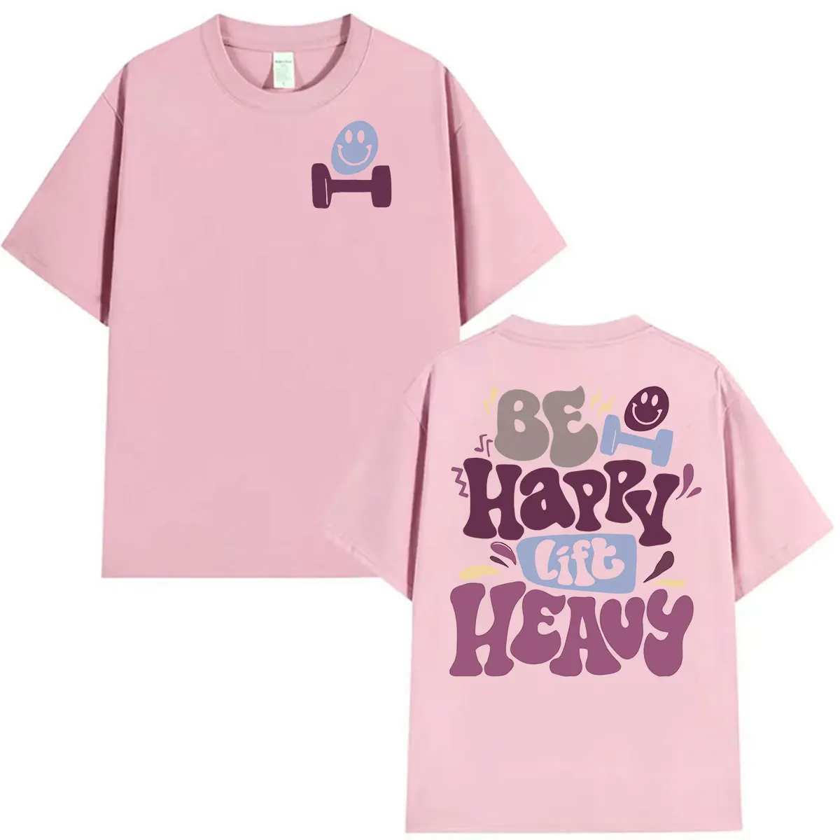 Werden Glücklich Lift Schwere Lustige Gym Gewichtheben T Shirts Männer Frauen Retro Harajuku Mode T-shirt Casual 100% Baumwolle Übergroßen T-shirts – Detail 5