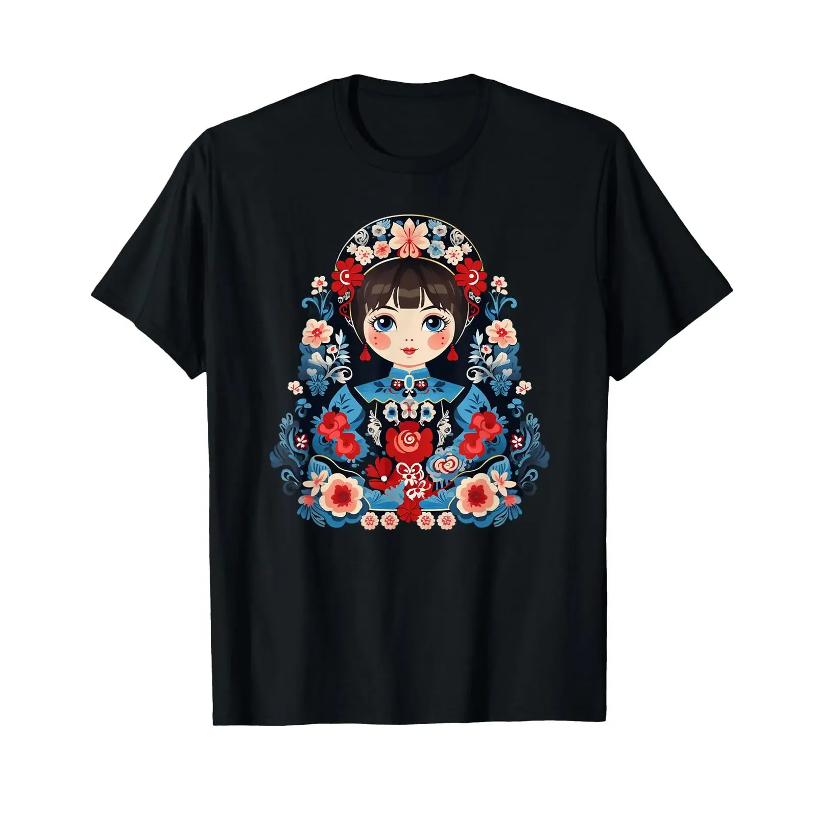 Matryoshka Doll T Shirt black vintage Washed Comfortable homme Stretched Casual Versatile designer clothes fashion Slightly