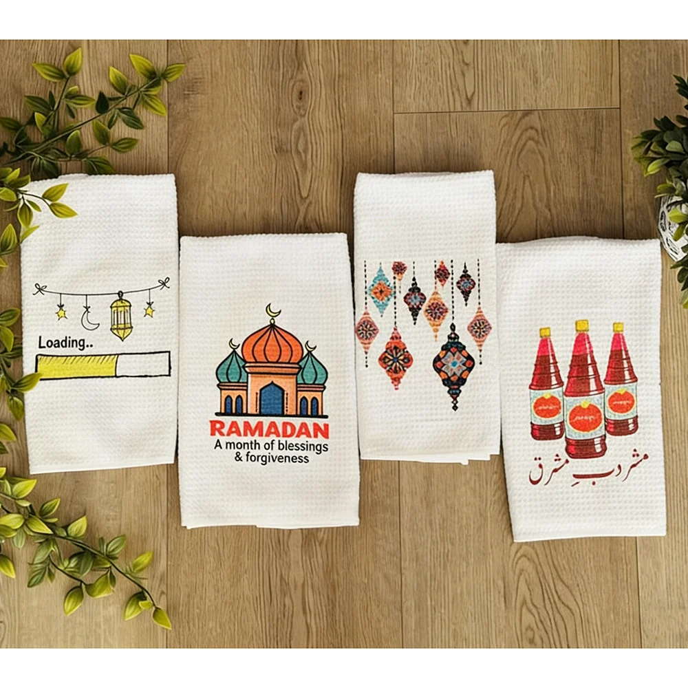 

Ramadan Waffle Tea Towel Islamic Iftar Party Desktop Accessories Home Kitchen Dishcloth Eid Al-Adha Gift Muslim Holiday Supplies