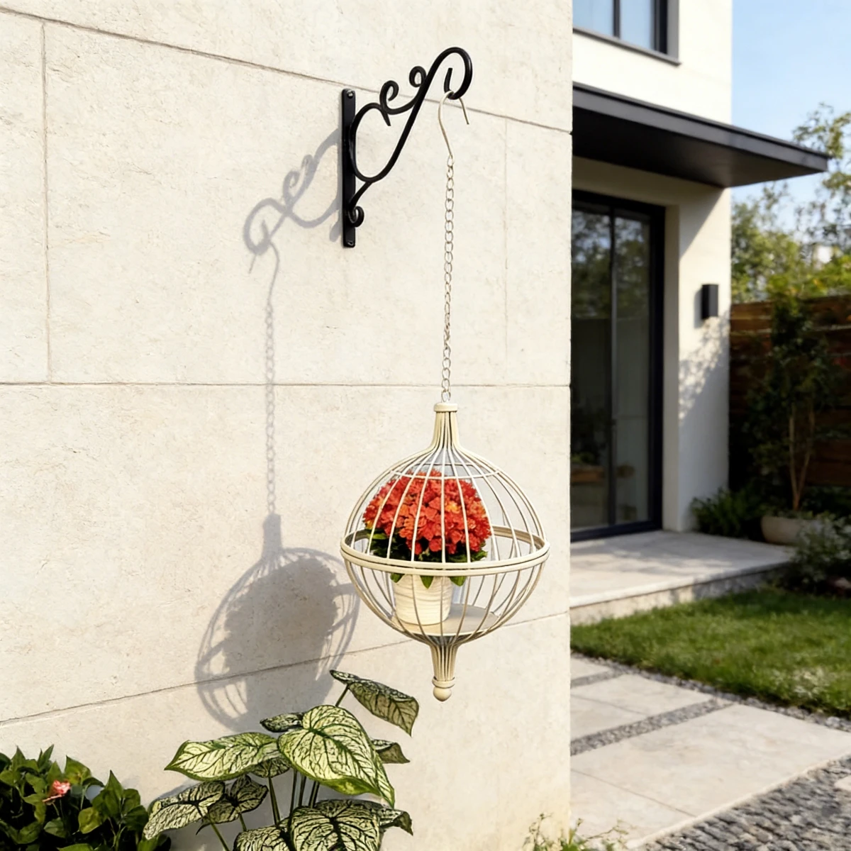 

Подвесная сферическая подставка для цветов из кованого железа в винтажном стиле для сада и двора, подвесная подставка для цветов в горшках и суккулентов, подставка-витрина без крючков
