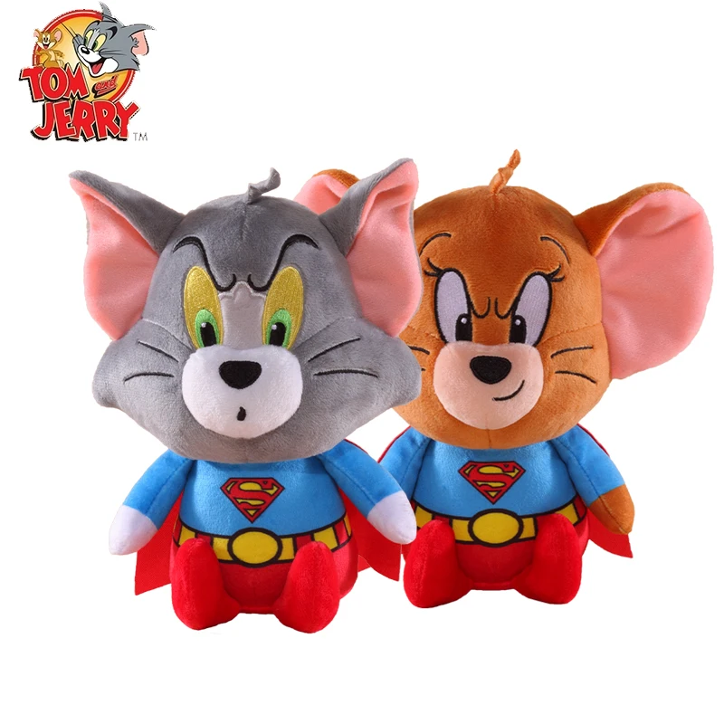 Warner Bros. Serie de Peluches de Aniversario: Muñecos Llavero de 20cm de Tom y Jerry, Mini Muñecos Coleccionables de 12cm con Diseño de Superman Suave