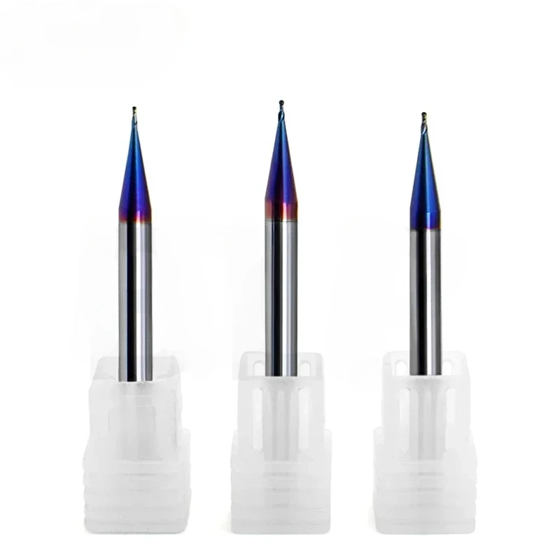 

Blue Nano Coating Tungsten Steel Milling Cutter HRC60 2 Flut Micro Diameter Milling Cutter Flat End Ball Cutter CNC Cutters Tool