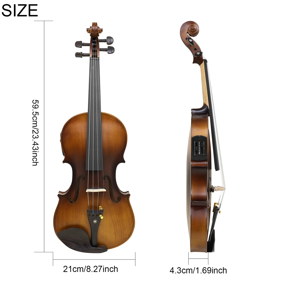 Astonvilla AV-E320 Electric Violin with Pickup EQ 4/4 Electric Fiddle | Vintage Spruce with Ebony Fittings for Full Starter Kit