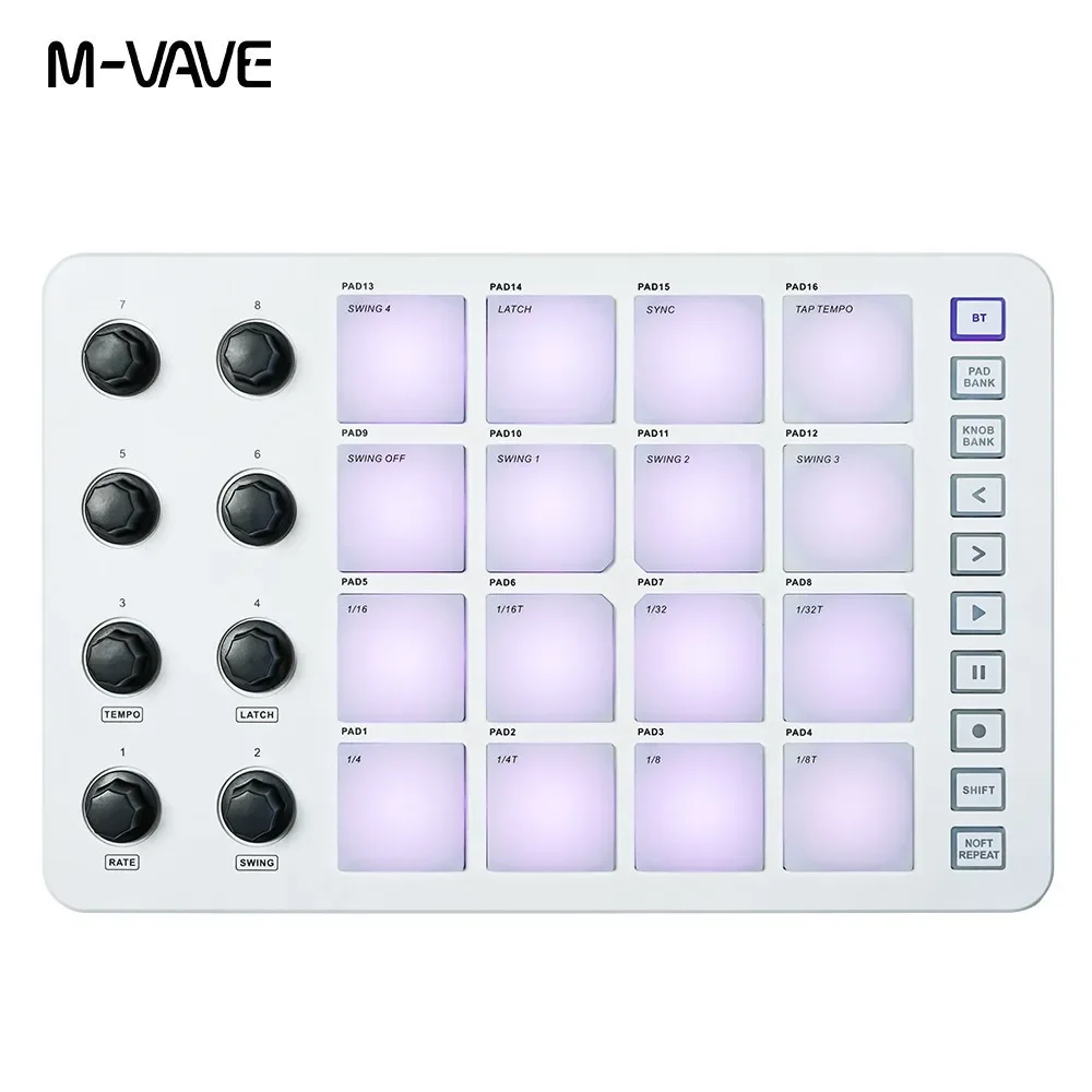 M-VAVE SMC-PAD LaunchPad  USB-C and Portable Design Wireless MIDI Controller Suitable for Beginners