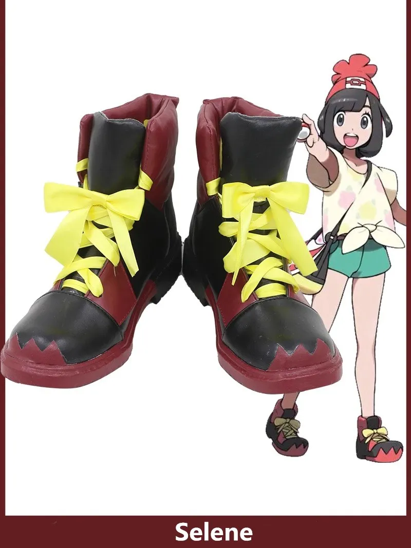 

Pocket Mon Sun and Moon Selene Cosplay Costume Shoes Anime Handmade Boots