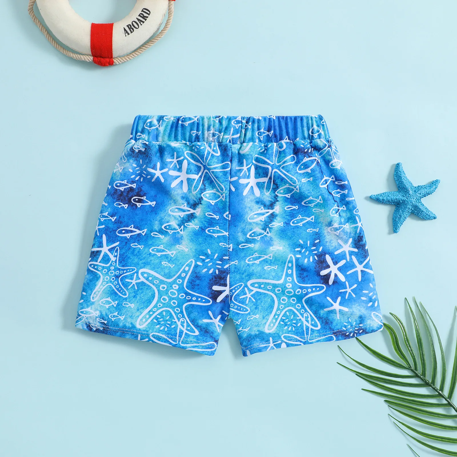 Baby swim trunks printed with shark pattern suitable for seaside vacation and pool water play