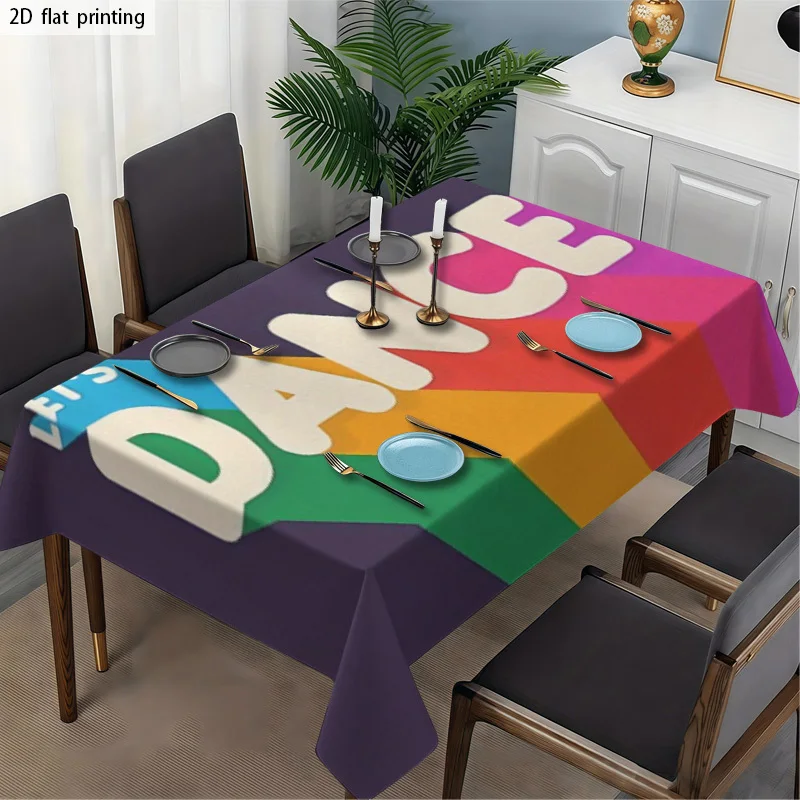 Vibrant 2D Flat Printing Tablecloth for Dining Room Party Decor Waterproof Spillproof Table Cover