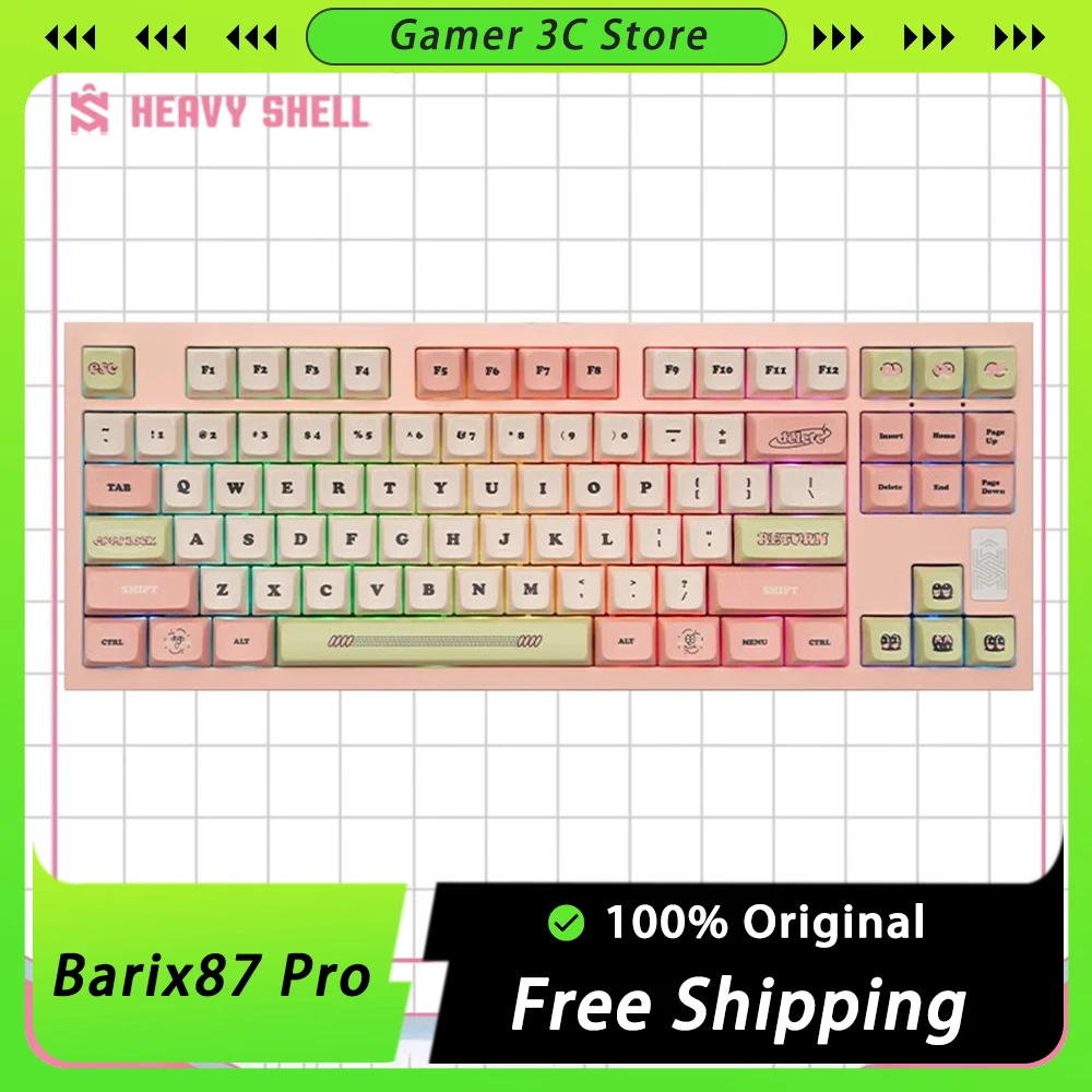 

HEAVY SHELL Barix87 Pro Mechanical Keyboard Aluminium Alloy Customized Hot Swap Keyboard RGB Gaming Keyboard PC Gamer Accessory