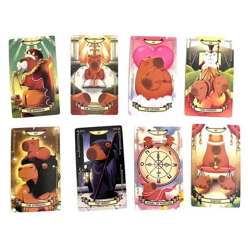 78 PCS Tarot Capybarot Psychological Oracle Tarot Card Fate Divination Tarot Deck Family Party Oracle Board Game Fortune-telling