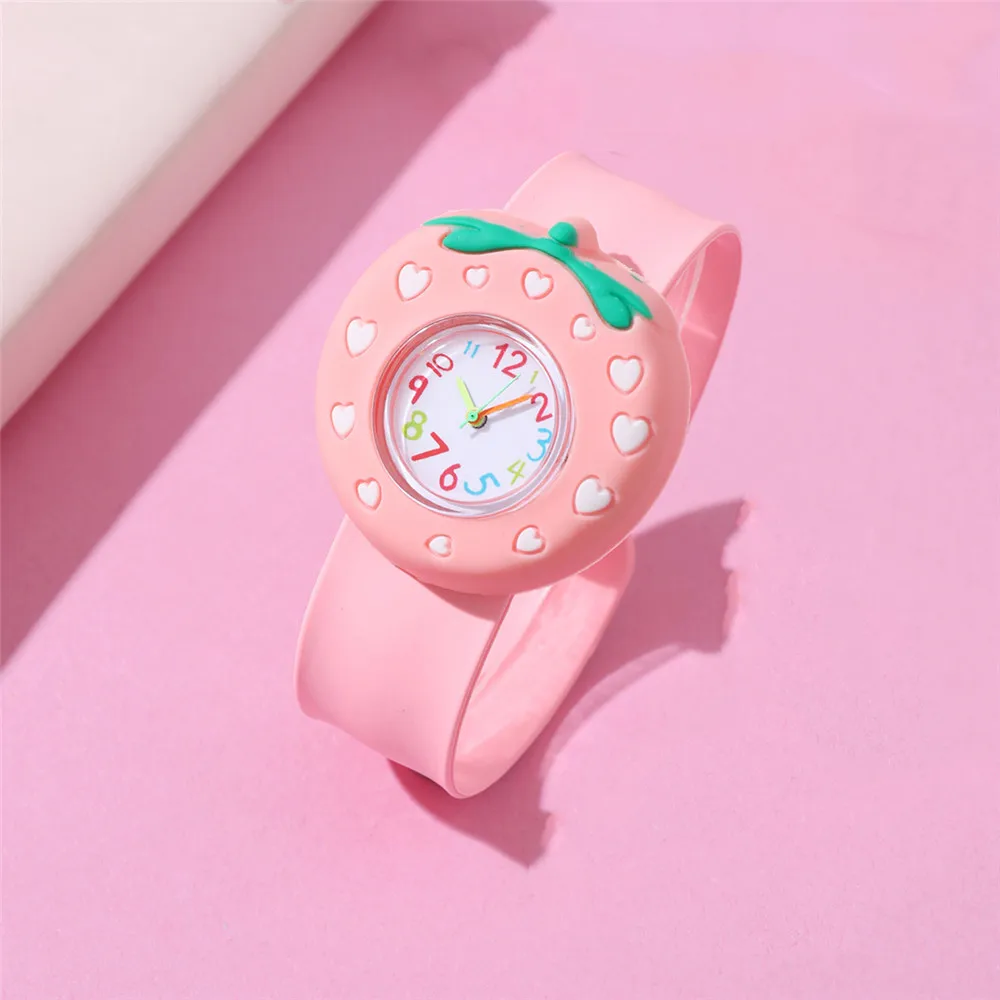 Individual Pink Red strawberry Dial Cute Style Kid Watches Children Wristwatch 2 Color