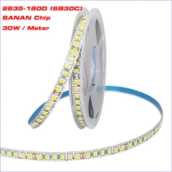 5Meters SANAN Chip SMD2835 Strip 7MM-6B30C 30W/M Constant Current LED Ribbon Single Color 3000K/4000k/6500K Flexible LED Belt