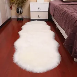 Alfombra de felpa suave de piel de oveja para dormitorio, almohadilla de lana de imitación, Alfombra de cabecera de pelo largo, alfombras de cojín de sofá, alfombra de piel para sala de estar, nuevo