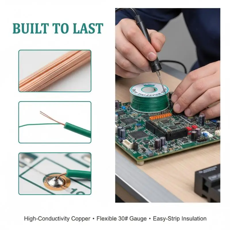 Flexible 30AWG Wire Wrapping Wire 11 Colors 250M Roll Tinned Copper Cable for PCBs and Electrical Wiring UL1423