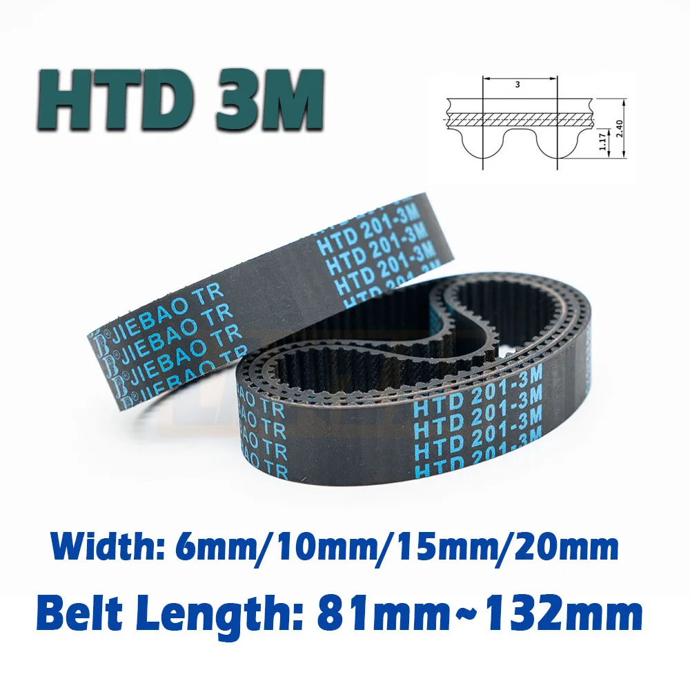 

HTD3M Rubber 3M Closed Loop Timing Belt Width 6/10/15mm Length 81~132mm Telecar CNC81 87 90 96 99 105 108 111 114 117 129 132mm