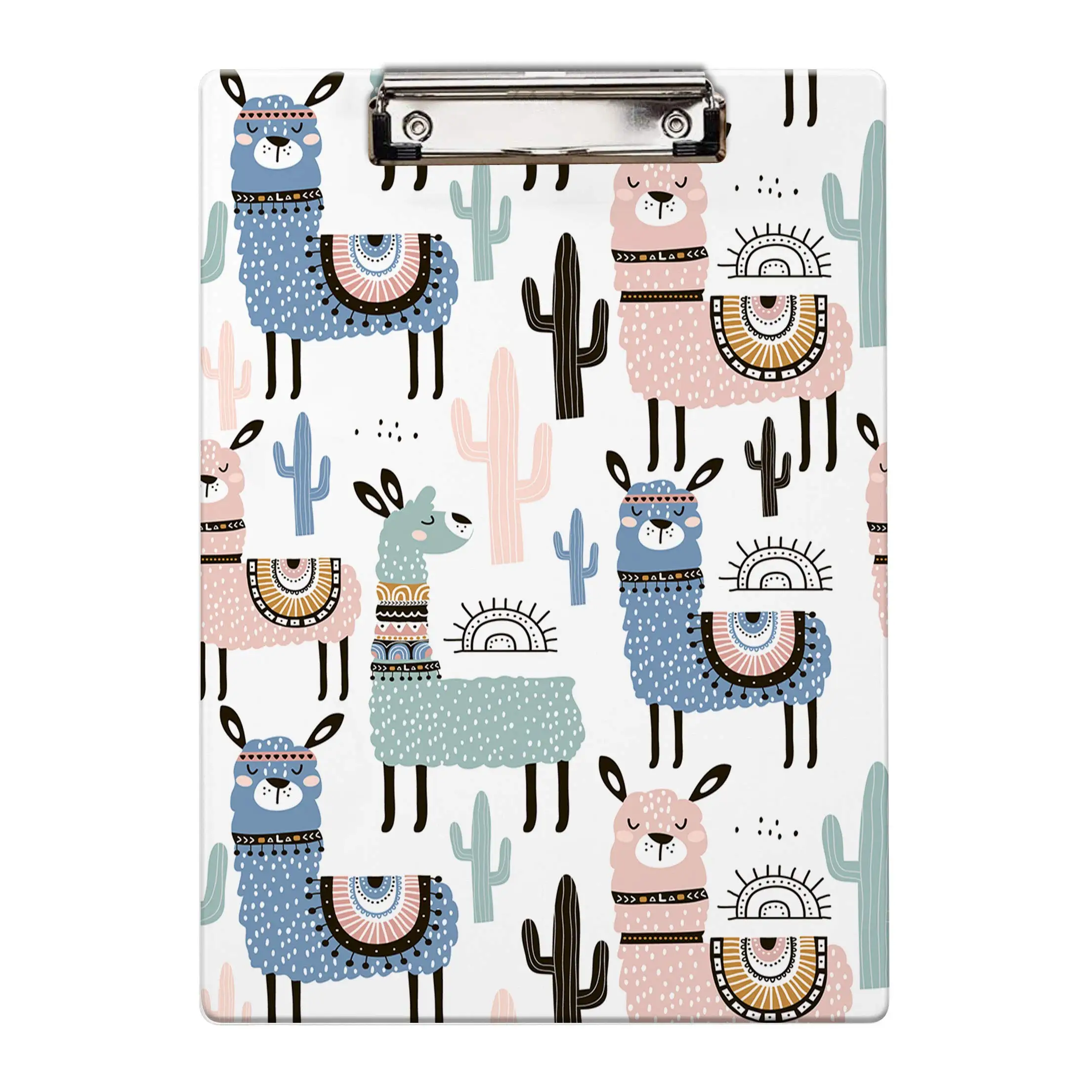 

Cartoon Alpaca Acrylic Clipboard with Low Profile Metal for A4 Paper Size Clip Hangable Office Work Study Supplies Plastic Clips