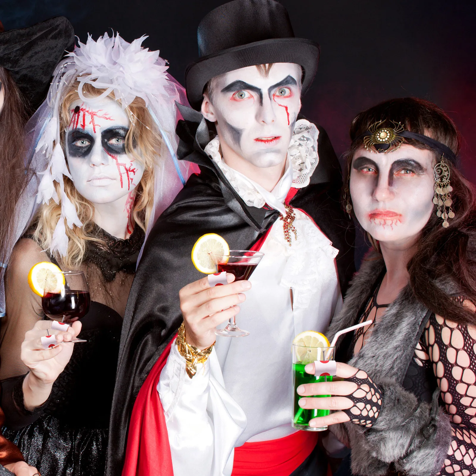 

12Pcs Nail Through Finger Prank Props Scary Halloween Party Decor Blood Fake Nails Haunted House Trick Prank Supplies