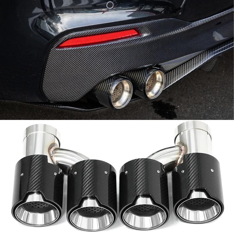 1 Pair M Performance H Style Glossy Carbon FIber Quad Exhaust Tips For BMW Series F87 M2 F80 M3 M4 Modified Muffler Tip Tailpipe