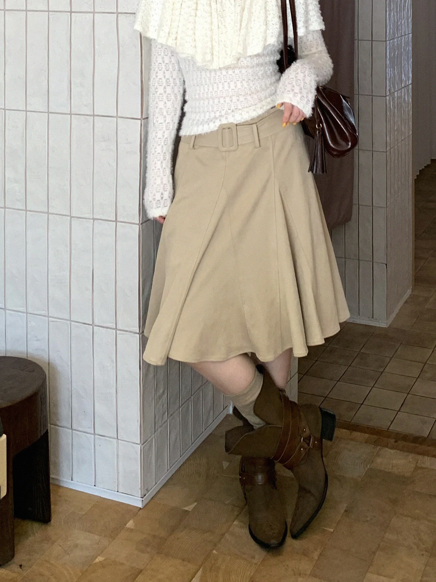 

Красная юбка трапециевидной формы Celebri, женская новинка 2025, осень-зима, замшевая юбка Ele, повседневная юбка с низкой талией, полиэфирное волокно