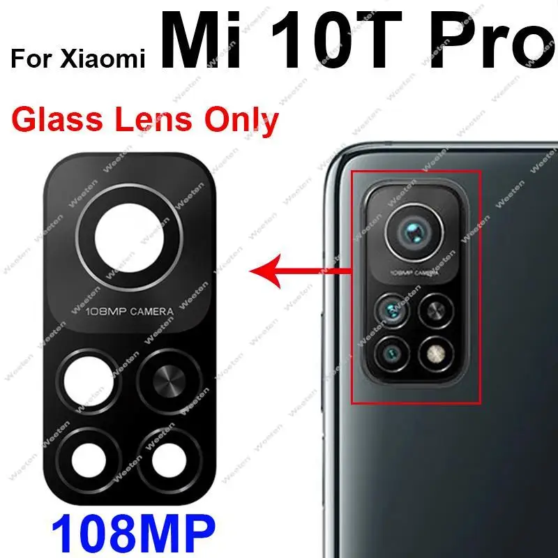 For Xiaomi Mi 10T Mi 10T Pro Rear Camera Lens Glass Cover Back Main Camera Lens Frame Sticker Replacement