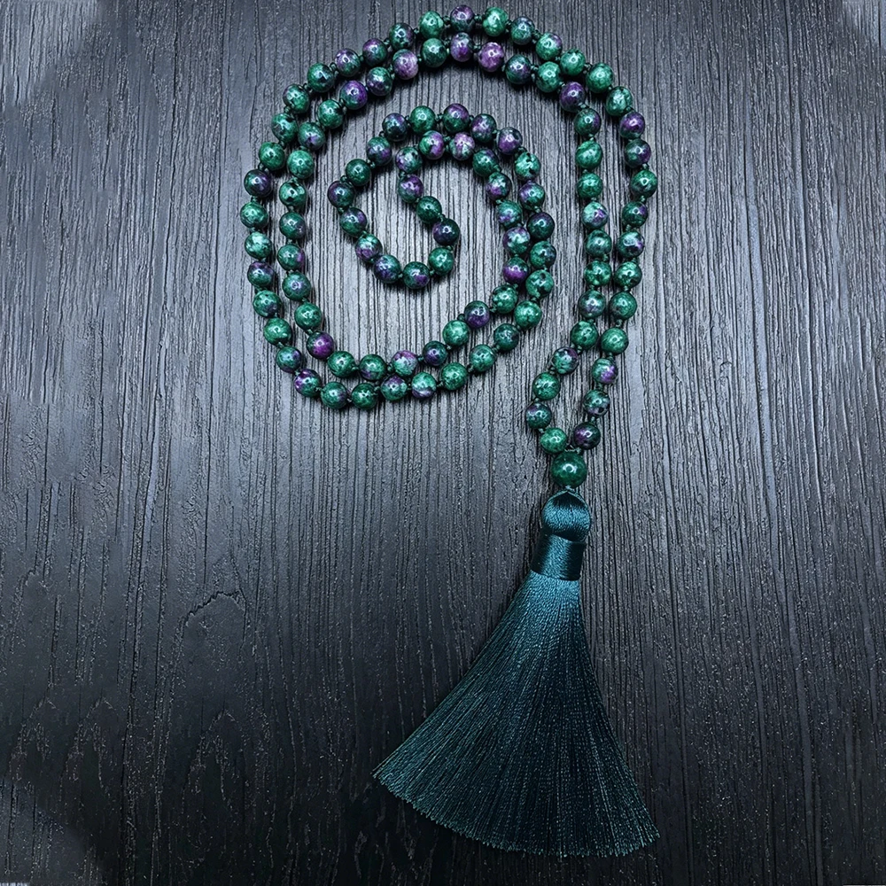 

6mm Epidot Zoisite 108 Mala Bead Necklace Meditation Yoga Prayer Jewelry for Men and Women