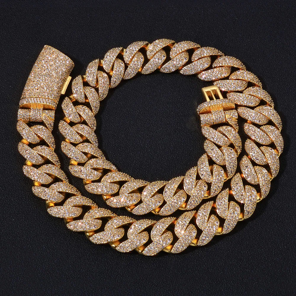 22mm Heavy Cuban Chain Necklace with CZ - usage example