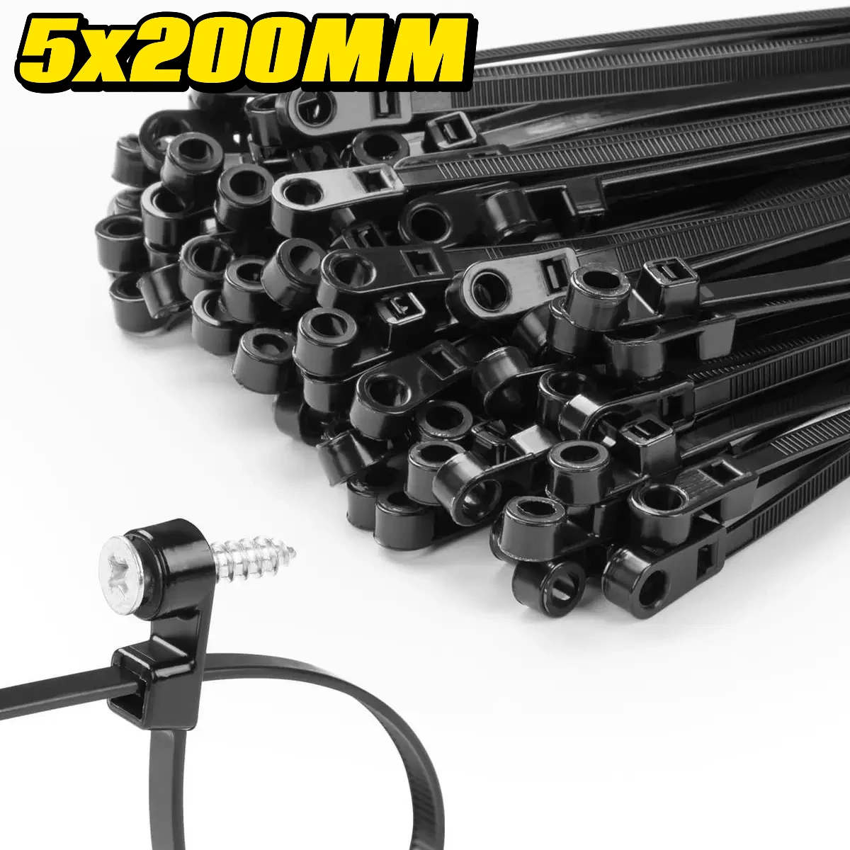 Nylon Kabelbinder met Schroefgat, Herbruikbaar en Vast, Zelfsluitende Kabelbinder, Instelbare Bevestigingsbanden, KantoororganizerKabelbinder met SchroefgatZelfsluitende