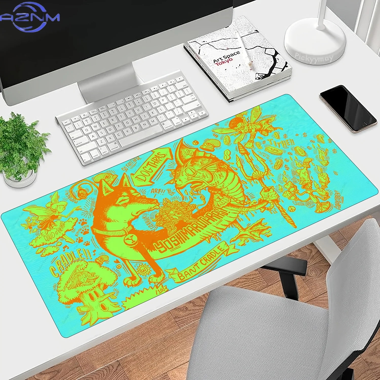 Dogthras Yoshi Passios Bant Cradle Goldsaber Large Gaming Mouse Pad, Anti slip Computer Desk Mat, Computer Keyboard Pad Rubber B