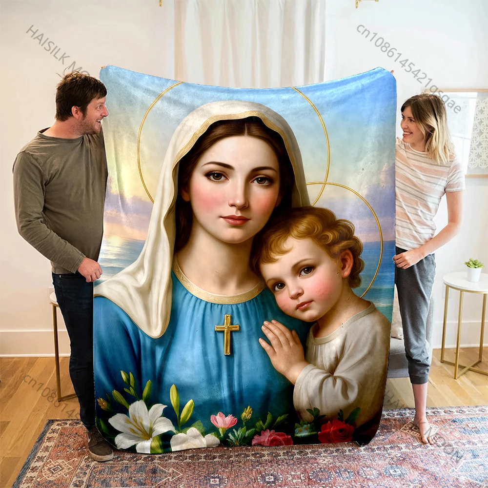 The Virgin Mary and the Holy Child Print Blanket Warm Soft Fluffy Kids and Adult Sofa Bed Throw Blanket Outdoor Travel Camping