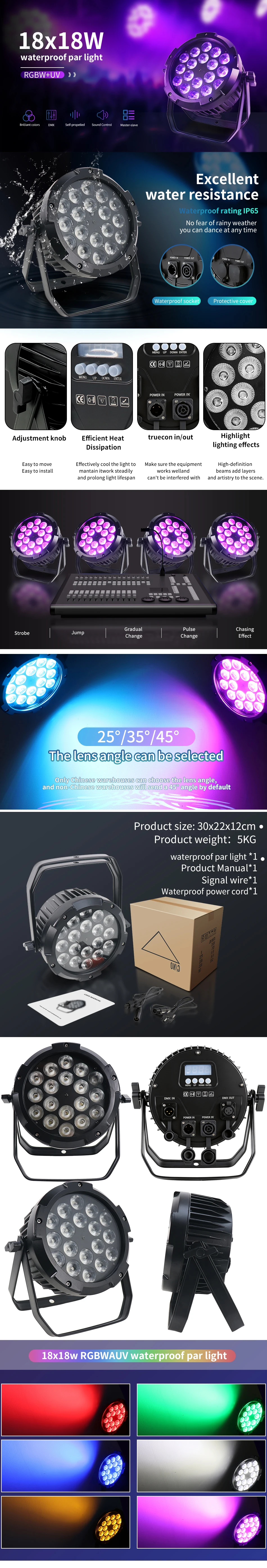 4 Teile/lose Im Freien Wasserdichte Bühne Licht 18x12W RGBW/18x18W RGBWA + UV 6-in-1 LED Par Licht DMX Steuerung DJ Disco Bühne Ausrüstung – Detail 1